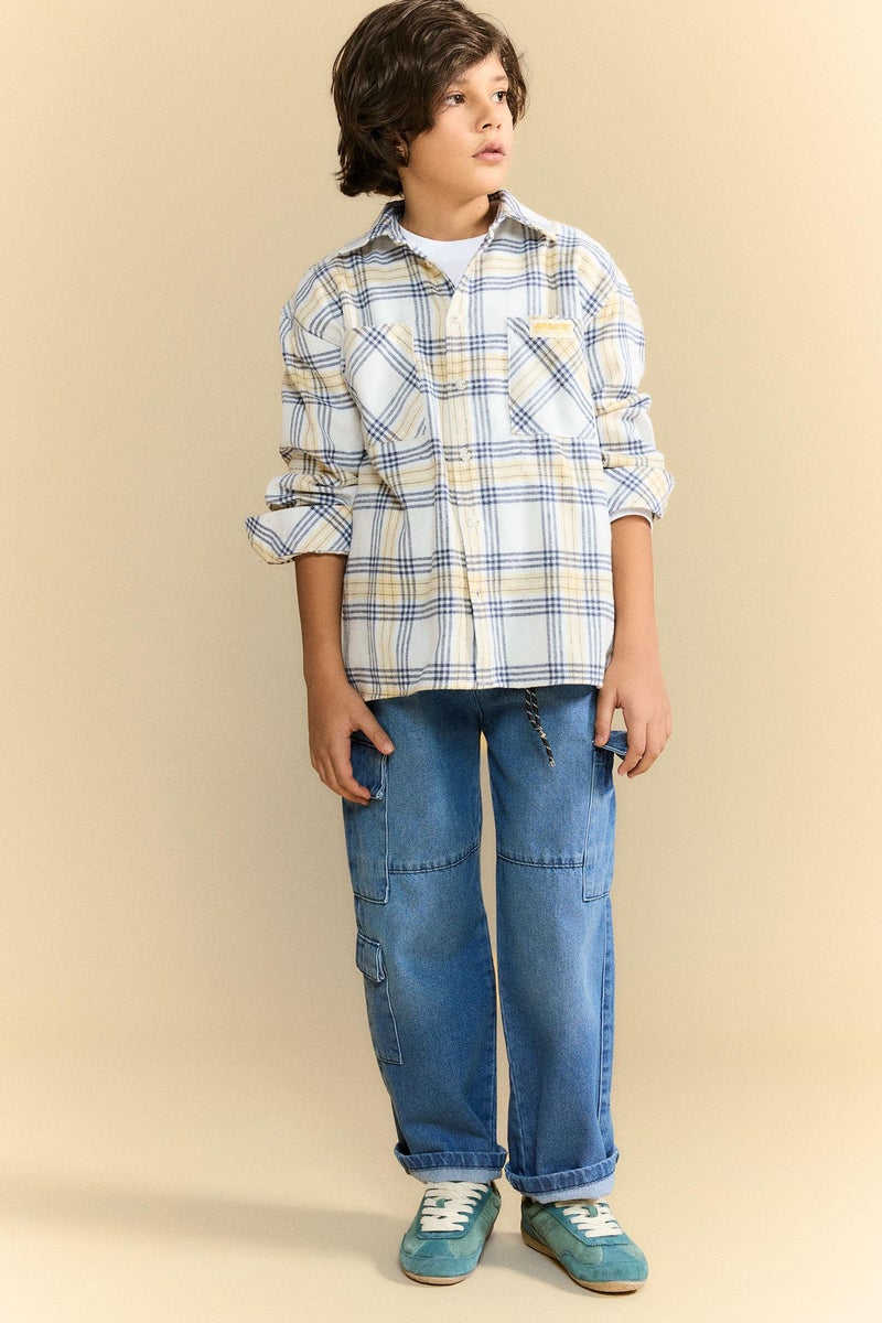 DeFacto Blue Boy Boy Wide Leg Straight Leg Jeans Casual - Image 1